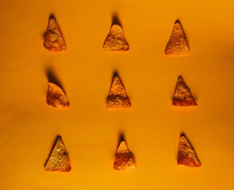9 mini Doritos chips in a square