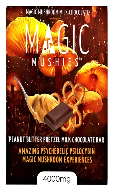 Magic mushroom peanut butter pretzel bar front