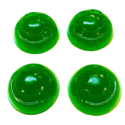 Lime smiley face extract jellies