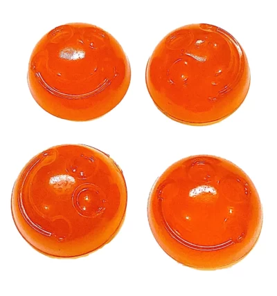 Orange smiley face extract jellies