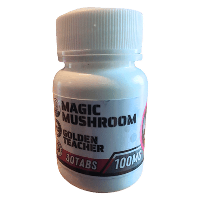 Magic Mushroom Golden Teacher Tabs 100mg front - Magic Mushies