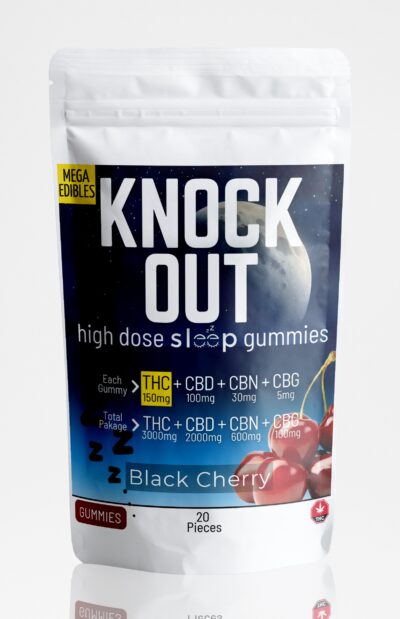 Knock Out Cannabis Gummy 150mg THC - Black Cherry - 20 pack
